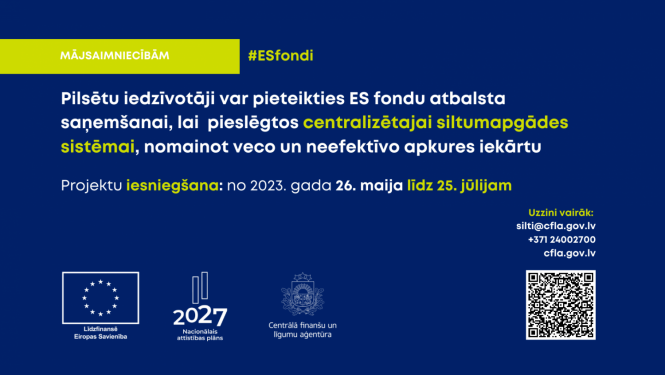 ES fondu atbalsts mājsaimniecību centralizētās siltumapgādes pieslēgumiem