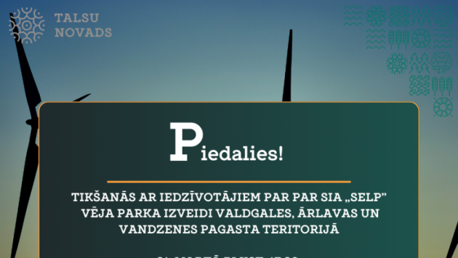 Tikšanās ar iedzīvotājiem par plānoto vēja parku Valdgales, Ārlavas un Vandzenes pagasta teritorijā