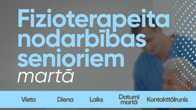 Afiša. Fizioterapeita nodarbības senioriem