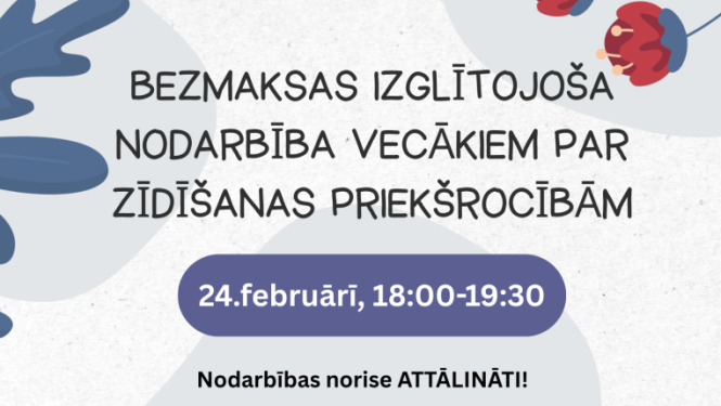 Bezmaksas izglītojoša nodarbība par zīdīšanas priekšrocībām 