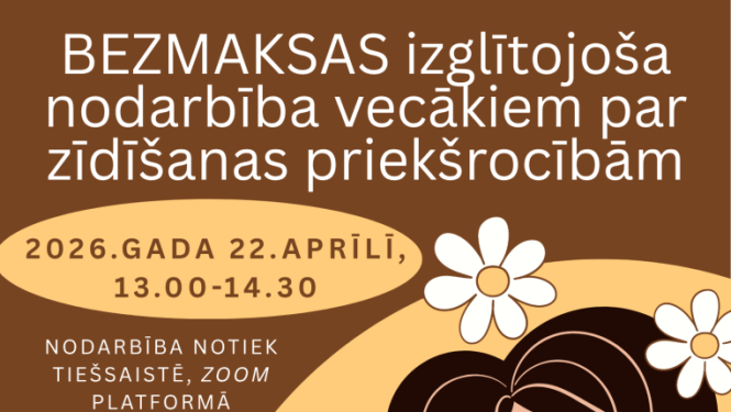 BEZMAKSAS izglītojošas nodarbības par zīdīšanas priekšrocībām afiša