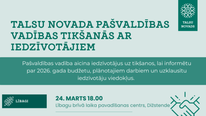 Talsu novada pašvaldības vadības tikšanās ar iedzīvotājiem grafiks
