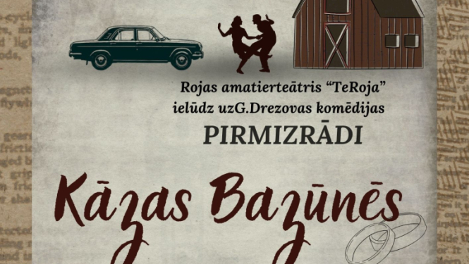 Izrādes Kāzas Bazūnēs afiša