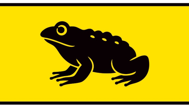 Melns krupja attēls uz dzeltena fona