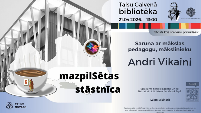MazPilsētas stāstnīcas ar Andri Vikaini afiša