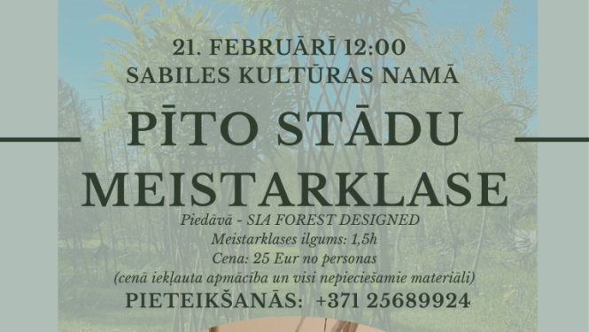 Pīto stādu meistarklases Sabilē afiša