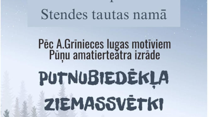 Izrādes Putnubiedēkļa Ziemassvētki Stendē afiša