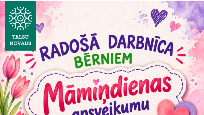 Radošās darbnīcas bērniem Māmiņdienas apsveikumu veidošana afiša