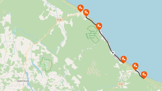 Upesgrīva–Roja posma ceļa remonta karte