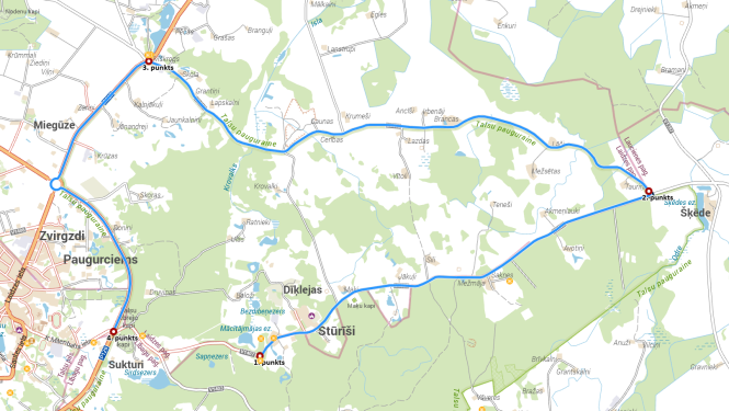 Šķēdes ceļa slēgtā ceļa posma karte