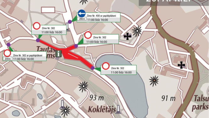 Slēgtās zonas 20. aprīlī Talsos