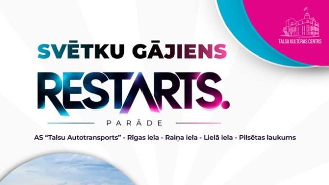 Talsu pilsētas svētku gājiena Restarts afiša