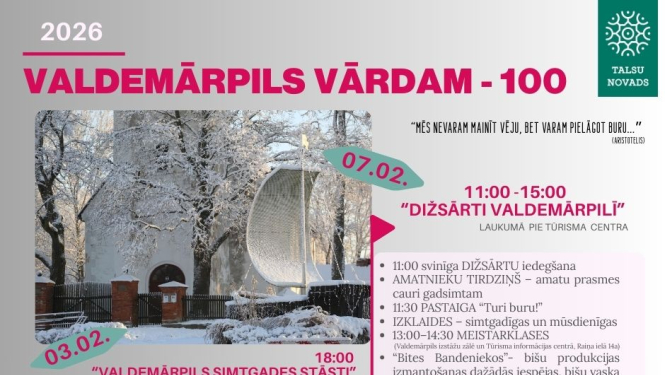 Valdemārpils vārdam - 100 pasākumu afiša