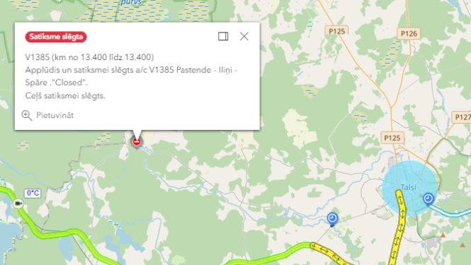 Applūdis un satiksmei slēgts ceļš Pastende – Iliņi – Spāre pie mājām „Saulītes”