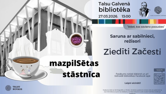 Mazpilsētas stāstnīcas ar Ziedīti Začesti afiša