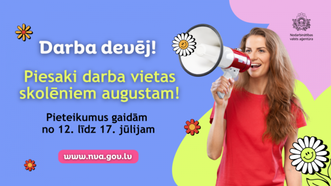 Darba devēju pieteikumu pieņemšana skolēnu nodarbināšanai augustā atvērta līdz 17. jūlijam