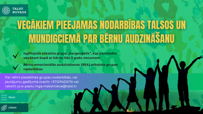Vecākiem pieejamas nodarbības Talsos un Mundigciemā par bērnu audzināšanu