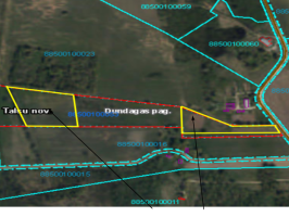 Karte nekustamā īpašuma „Akmeņdārzu zeme” Dundagas pagastā zemes vienības nomas izsolei