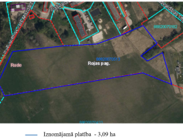 Karte nomas izsolei Lauksaimniecības zeme, Dārziņi, Rude, Rojas pagasts