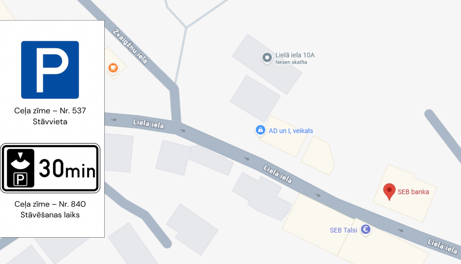 Izmaiņas stāvvietas zonā Lielajā ielā, Talsos