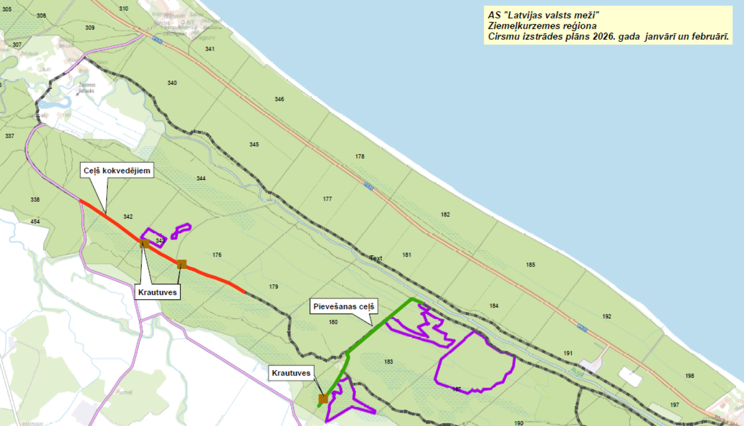 AS „Latvijas valsts meži” informē par mežizstrādes darbiem Rojā