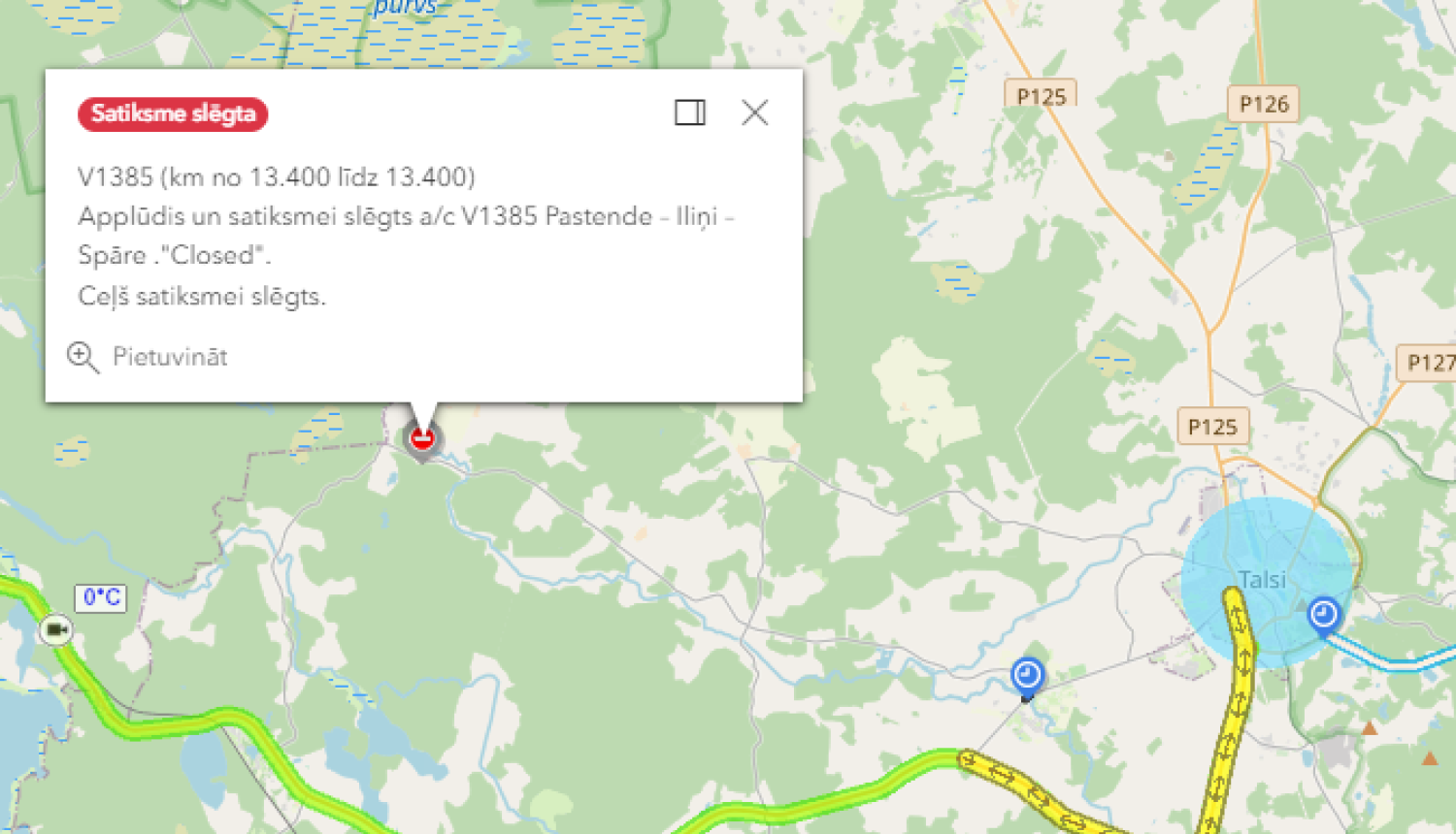 Applūdis un satiksmei slēgts ceļš Pastende – Iliņi – Spāre pie mājām „Saulītes”